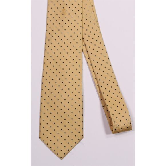 J. Press Gold Navy Blue Polka Dot Twill Silk Slim Necktie Tie Made in Japan - Picture 3 of 7